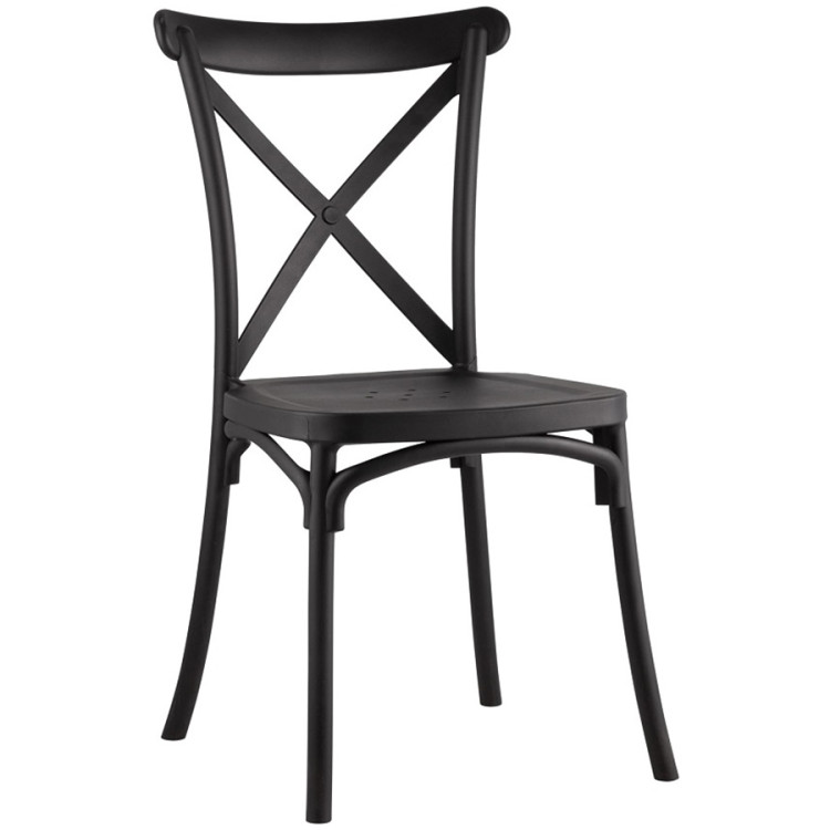 Bistro Dining Chair Cross Back PP/Fiberglass Black - CEWW050