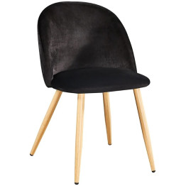 Velvet Dining Chair Black & Wood - CEWW095
