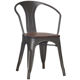 Bistro Dining Chair Dark Grey Woden Seat Indoors - CEWW170DG