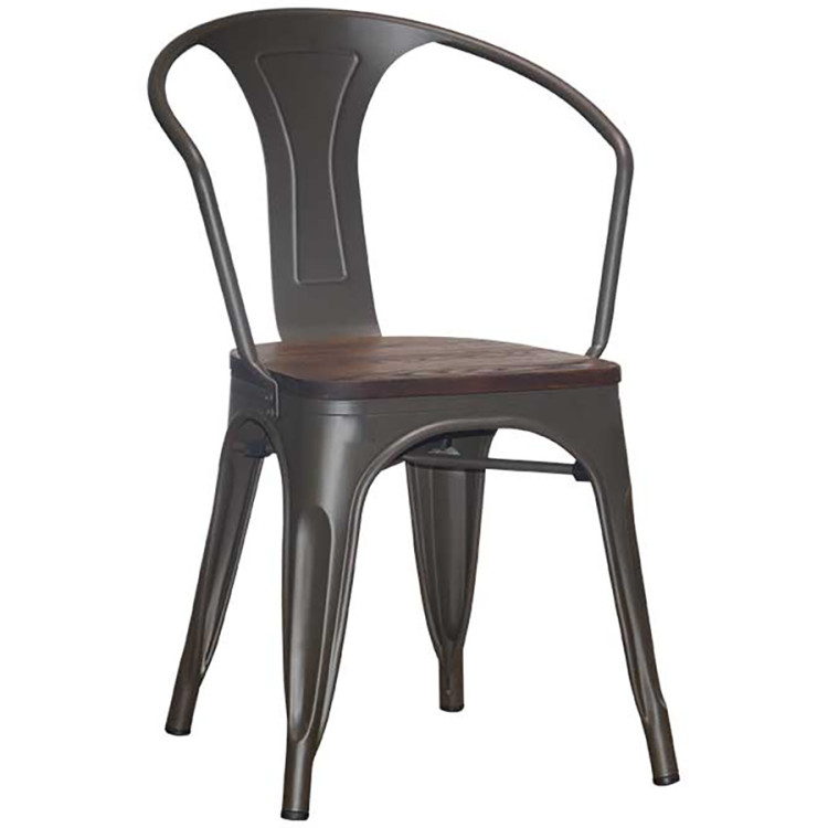 Bistro Dining Chair Dark Grey Woden Seat Indoors - CEWW170DG