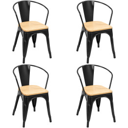 Commercial Gun Metal Dining Chair with Wooden Seat 200kg Capacity | CaterEq CEWW170GM Commercial Gun Metal Dining Chair with Wooden Seat 200kg Capacity | CaterEq CEWW170GM
