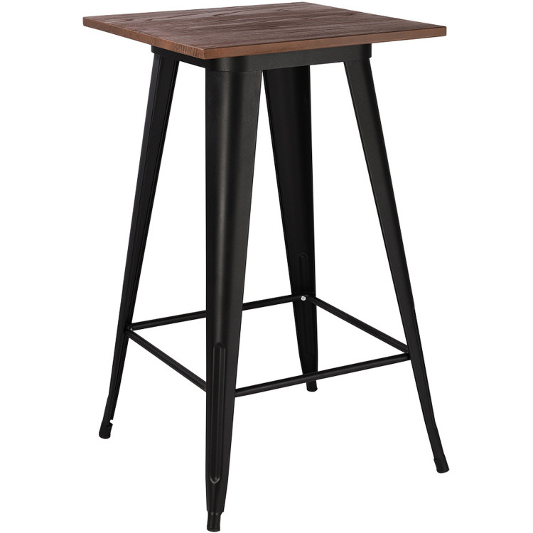 High Bar Table 600x600mm Indoors Black & Pine - CEWW174