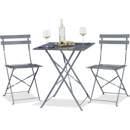 Folding Bistro Set Table & 2 Chairs Grey - CEWW178GREY