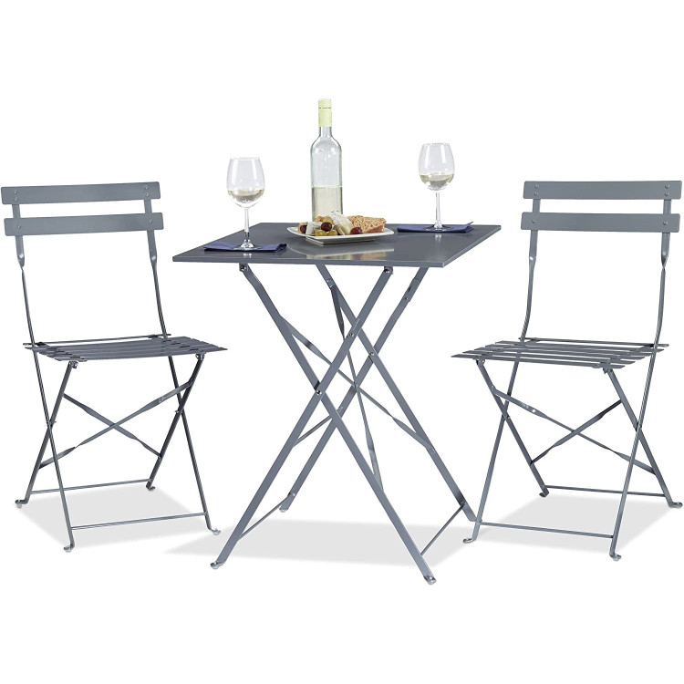 Folding Bistro Set Table & 2 Chairs Grey - CEWW178GREY