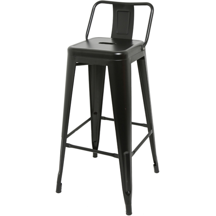 High Bar Stool Steel Black with Backrest Indoors - CEHYX504D
