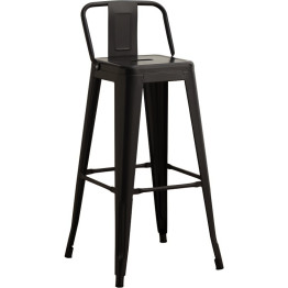 High Bar Stool Steel Black with Backrest Indoors - CEWW62