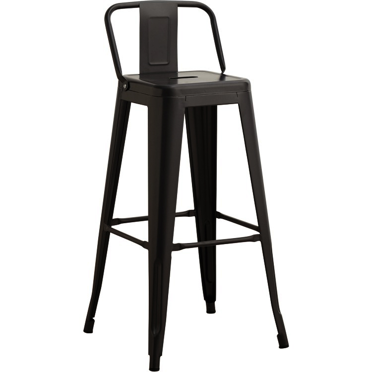 High Bar Stool Steel Black with Backrest Indoors - CEWW62 High Bar Stool Steel Black with Backrest Indoors - CEWW62