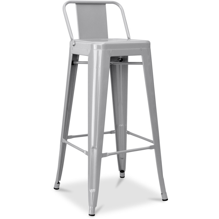 High Bar Stool Steel Grey with Backrest Indoors - CEWW62G