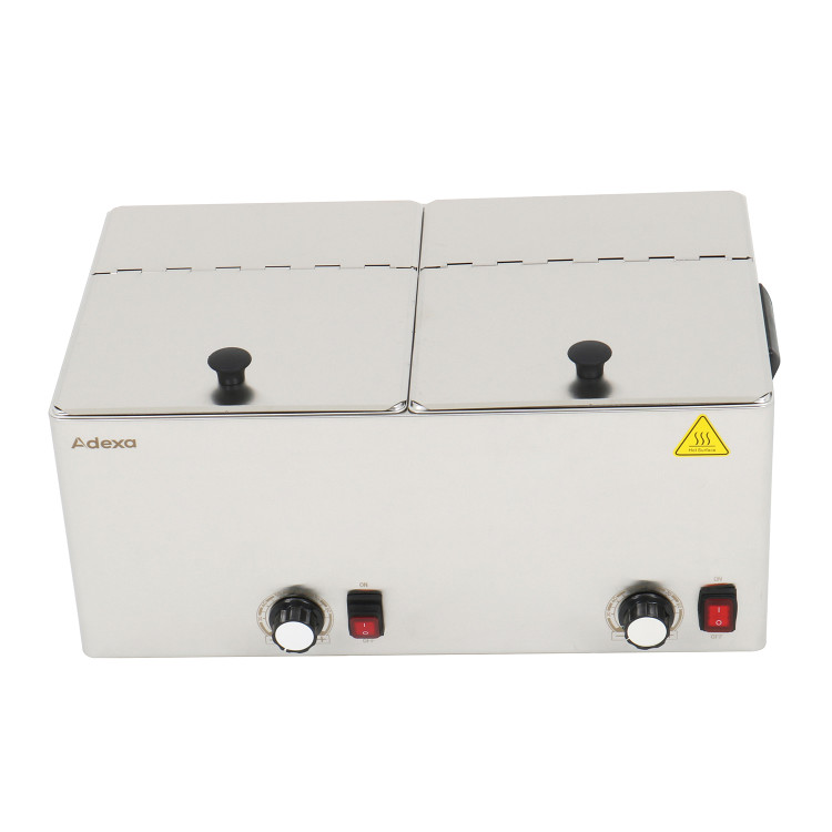 Commercial Hot dog / Sausage Warmer with Hinged Covers 2 x 8 litres | CaterEq CEXDESW8D Commercial Hot dog / Sausage Warmer with Hinged Covers 2 x 8 litres | CaterEq CEXDESW8D