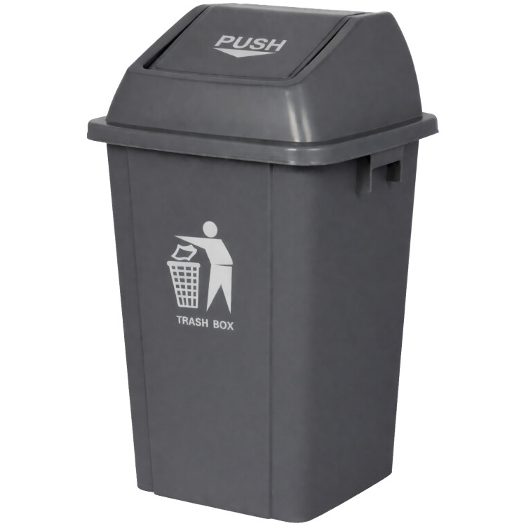 Square Push Lid Bin 60 Litres Grey | CaterEq CEXDL60B6BGREY