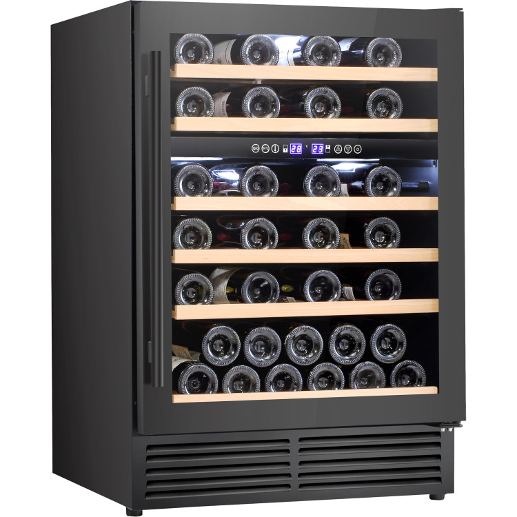 Commercial Wine Cooler 6 Shelves 138 Litres 46 Bottles Dual Temperature Zones Compressor Cooling 595x575x820mm Black - CEYC150BG