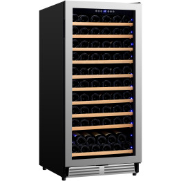 Commercial Wine Cooler 10 Shelves 285 Litres 110 Bottles Single Temperature Zone Compressor Cooling 598x690x1300mm Stainless Steel - CEYC298AS