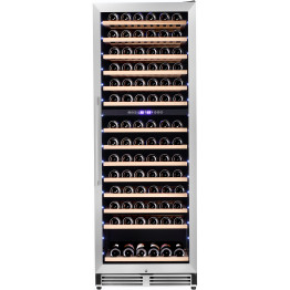 Commercial Wine Cooler 14 Shelves 393 Litres 154 Bottles Dual Temperature Zones Compressor Cooling 598x690x1700mm Stainless Steel - CEYC408BS