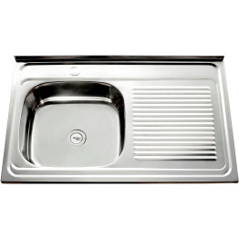 Stainless Steel Sink Single Bowl with Right Drainer 800x500x150mm | CaterEq CEYNG214