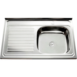 Stainless Steel Sink Single Bowl with Left Drainer 800x500x150mm | CaterEq CEYNG216