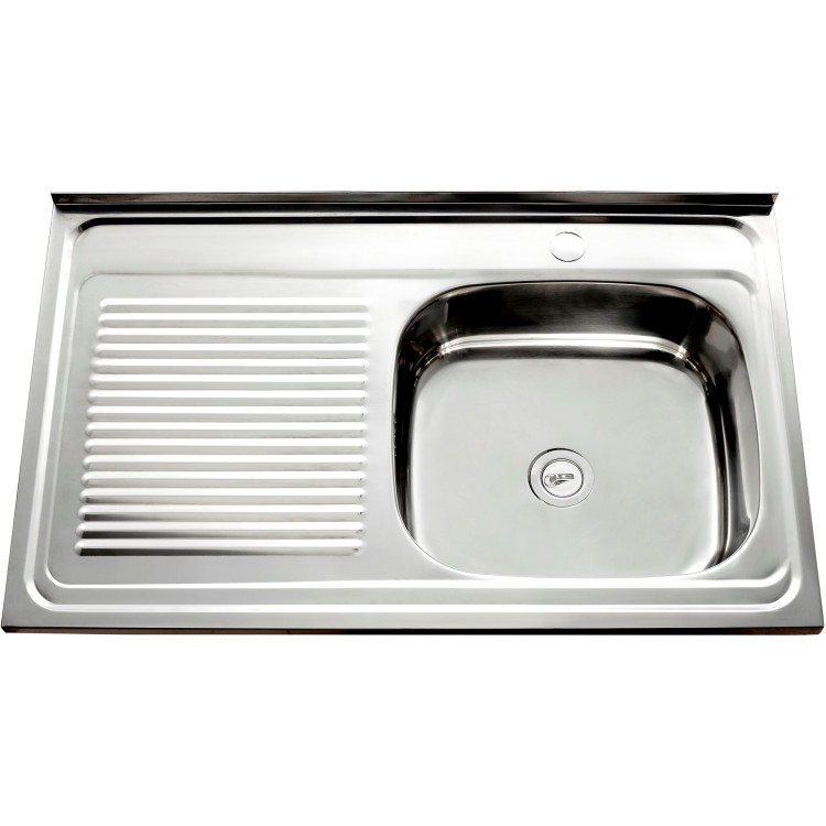 Stainless Steel Sink Single Bowl with Left Drainer 800x500x150mm | CaterEq CEYNG216