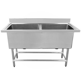 Commercial Pot Wash Sink Stainless steel 2 bowl 1410x600x900mm Round legs - CEYSA260141201
