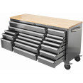 Widebody Heavy Duty 72" Stainless Steel Rolling Tool Chest with Wooden Worktop 17 Drawers 1978x610x1000mm Silver | CaterEq CEYZM106 Widebody Heavy Duty 72" Stainless Steel Rolling Tool Chest with Wooden Worktop 17 Drawers 1978x610x1000mm Silver | CaterEq CEYZM106