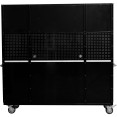 Heavy Duty 72" Steel Rolling Tool Chest with Wooden Worktop & Upper Cabinet & Pegboard 15 Drawers 1978x515x1828mm Black | CaterEq CEYZM112 Heavy Duty 72" Steel Rolling Tool Chest with Wooden Worktop & Upper Cabinet & Pegboard 15 Drawers 1978x515x1828mm Black | CaterEq CEYZM112