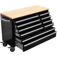 Heavy Duty 48" Steel Rolling Tool Chest with Wooden Worktop 10 Drawers 1369x486x909mm Black | CaterEq CEYZM124 Heavy Duty 48" Steel Rolling Tool Chest with Wooden Worktop 10 Drawers 1369x486x909mm Black | CaterEq CEYZM124
