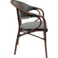 Bistro Rattan Chair Double Tube Aluminium Brown & Wood finish - CEZF2000C