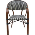 Bistro Rattan Chair Double Tube Aluminium Brown & Wood finish - CEZF2000C
