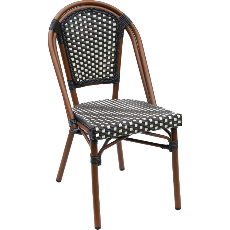 Bistro Rattan Chair Aluminium Brown & Wood finish - CEZF2003C