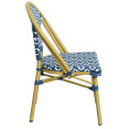 Aluminium PE Rattan Bistro Chair – Blue & White Woven Café Style | CaterEq CEZF2003CGDBL
