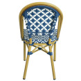Aluminium PE Rattan Bistro Chair – Blue & White Woven Café Style | CaterEq CEZF2003CGDBL
