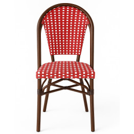 Aluminium PE Rattan Bistro Chair – Red & White Woven Café Style | CaterEq CEZF2045CDBRD Aluminium PE Rattan Bistro Chair – Red & White Woven Café Style | CaterEq CEZF2045CDBRD