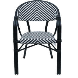 Bistro Teslin Chair Double Tube Aluminium Black & White - CEZF3004CBLACK