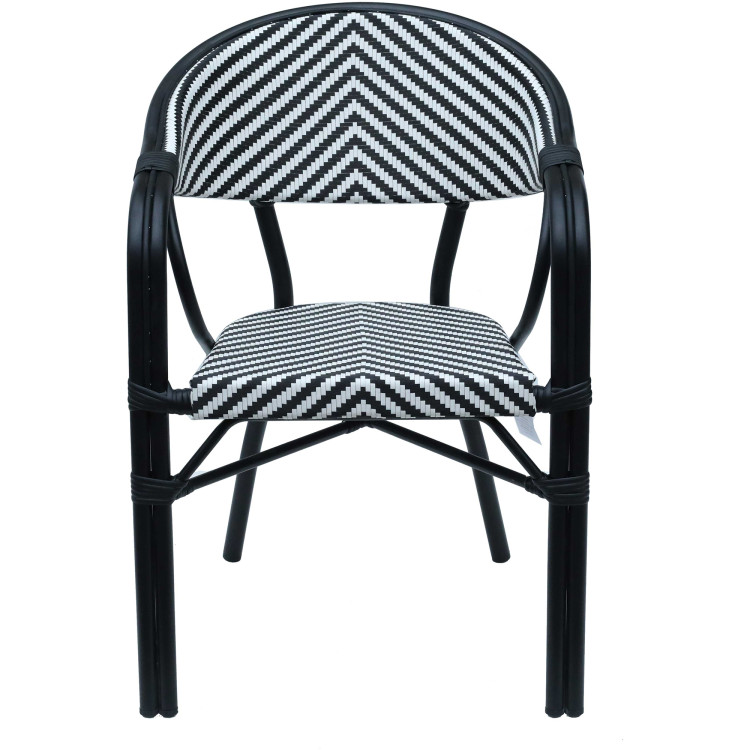 Bistro Teslin Chair Double Tube Aluminium Black & White - CEZF3004CBLACK
