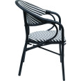Bistro Teslin Chair Double Tube Aluminium Black & White - CEZF3004CBLACK