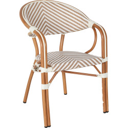 Bistro Teslin Chair Double Tube Aluminium White & Beige - CEZF3004CWOOD