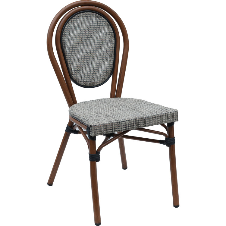 Bistro Teslin Chair Aluminium Beige & Wood - CEZF3007CBEIGEWOOD