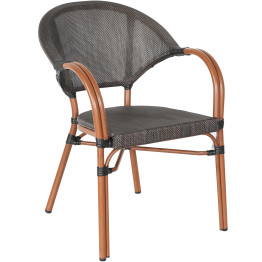 Bistro Teslin Chair Double Tube Aluminium Wood finish- CEZF3022CWOOD