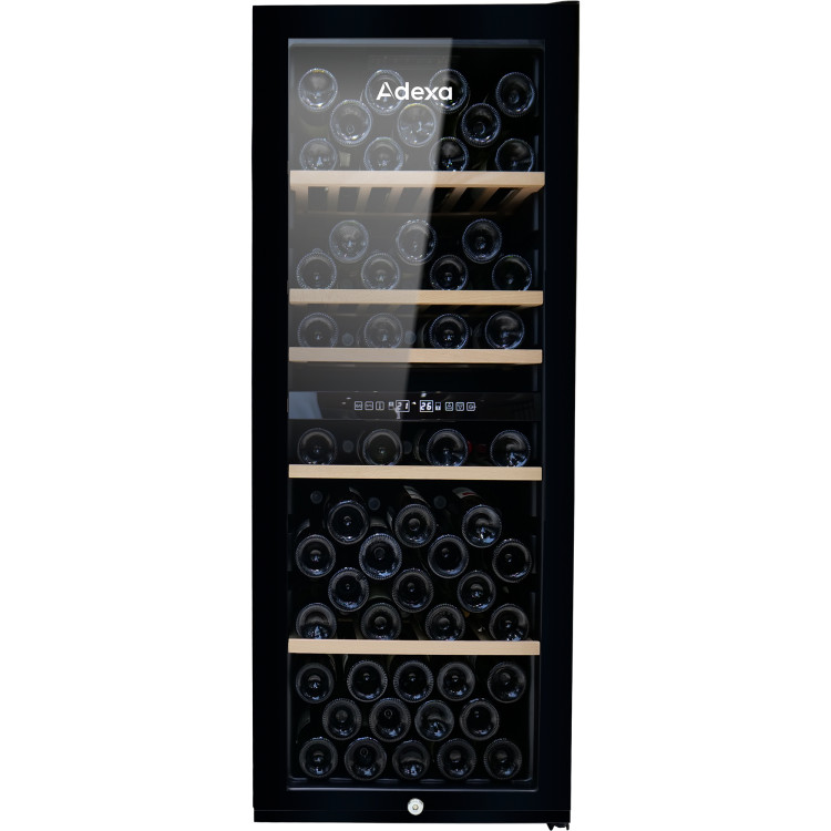 Commercial Dual Zone Wine Cooler 198 Litres 77 Bottles Glass Door 5 Shelves 490x575x1271mm| CaterEq CEZSB200