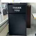 Commercial Rubbish Bin Cabinet & Tray Shelf 'Thank You' Black - CEGSLJ006B