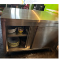 Commercial Pass through Worktop Floor Cupboard Sliding doors Stainless steel 1200x700x850mm - CEVTC127SLS