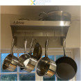 Wall shelf with Pot rack 6 hooks Stainless steel 600x300x254mm - CEWHPR603025