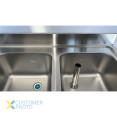 Commercial Sink Stainless Steel 2 Bowls Right Bottom Shelf Splashback 1400x600x950mm | CaterEq CEYLS146BR2