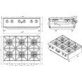 Professional Gas Hotplate Cooker 6 Burners 42kW Countertop - CEEHP6S