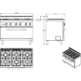 Professional Gas range 6 burners 30kW Gas oven 5.8kW - CETHG7F6PWFG1