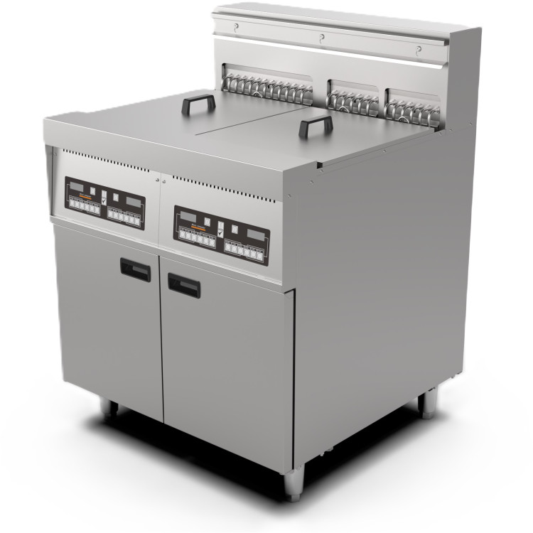  Professional Free Standing Electric Fryer Triple Tank (28L + 2 x 14L) 800x800x1100 mm | CaterEq CEEF18C2