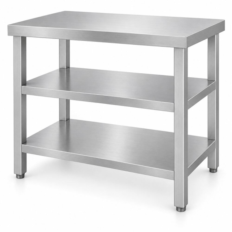 Commercial 3-Tier Stainless Steel Work Table with Undershelves 600x600x850mm | CaterEq CEQNH1130