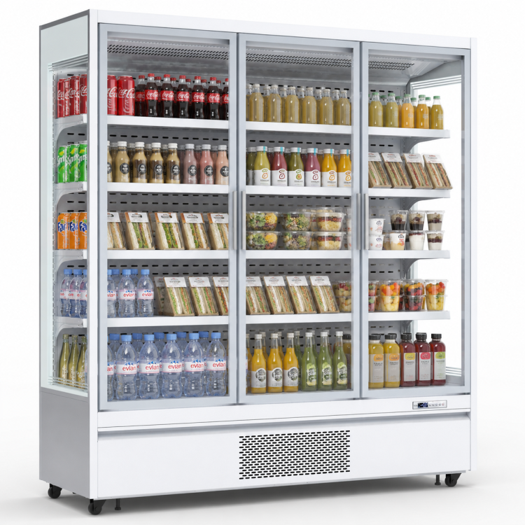 1715L Triple Glass Door Upright Display Refrigerator – 1880 × 720 × 2030 mm White| CaterEq CELKL208