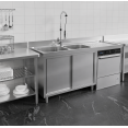Stainless Steel Double Bowl Sink Unit with Right Drainer & Cabinet 1600×600×950mm | CaterEq CEYLC166SBL2