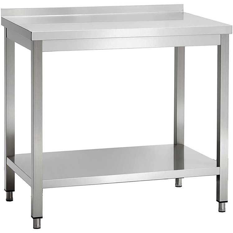 Commercial Stainless Steel 2 Tier Work Table with Splashback 800 x 600 x 850mm | CaterEq CEQNH66033