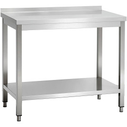 Commercial Stainless Steel 2 Tier Work Table with Splashback 900 x 600 x 850mm | CaterEq CEQNH66034