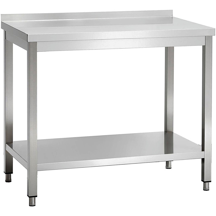 Commercial Stainless Steel 2 Tier Work Table with Splashback 900 x 600 x 850mm | CaterEq CEQNH66034